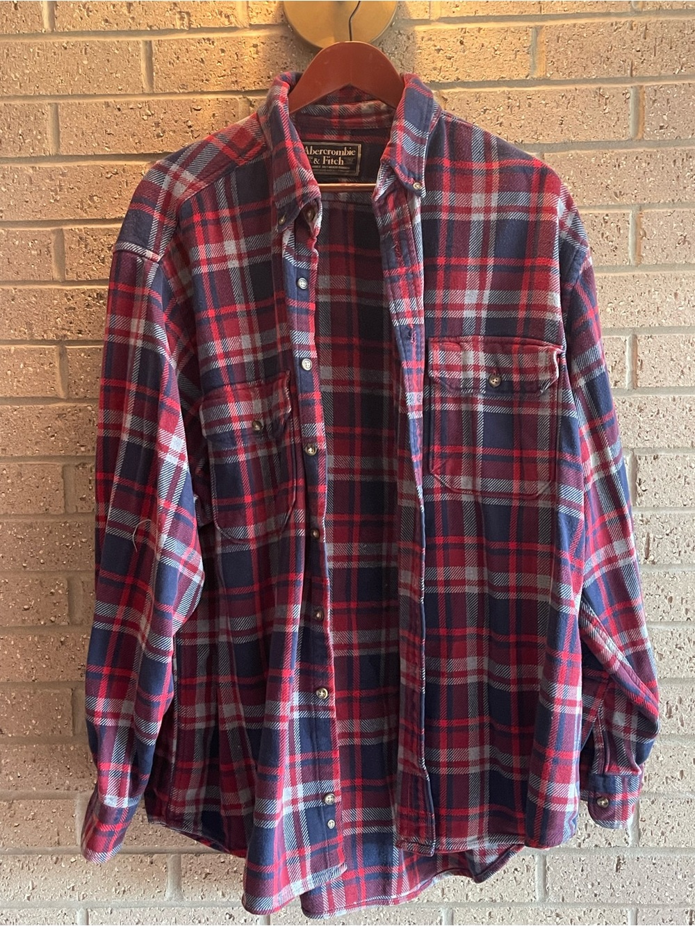 Abercrombie & Fitch Red and Navy Plaid Button-Down